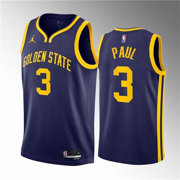 Men%27s Golden State Warriors #3 Chris Paul Navy Statement Edition Stitched Basketball Jersey Dzhi